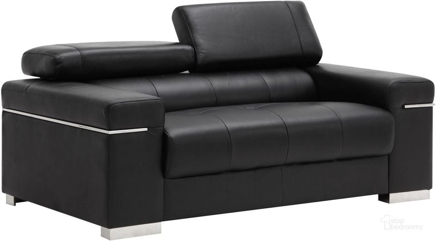 The appearance of Soho Black Leather Loveseat designed by J&M in the modern / contemporary interior design. This black piece of furniture  was selected by 1StopBedrooms from Soho Collection to add a touch of cosiness and style into your home. Sku: 17655111-L-BK. Material: Leather. Product Type: Leather Loveseat. Image1
