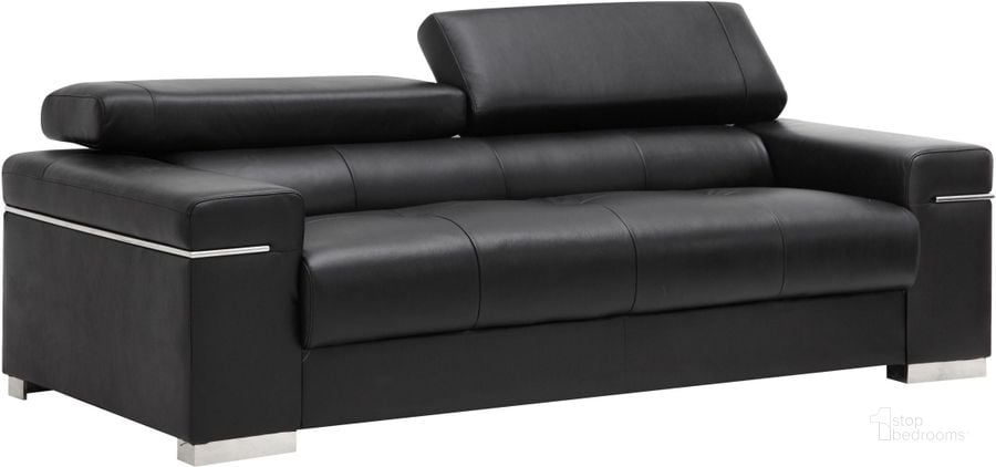 The appearance of Soho Black Leather Sofa designed by J&M in the modern / contemporary interior design. This black piece of furniture  was selected by 1StopBedrooms from Soho Collection to add a touch of cosiness and style into your home. Sku: 17655111-S-BK. Material: Leather. Product Type: Leather Sofa. Image1