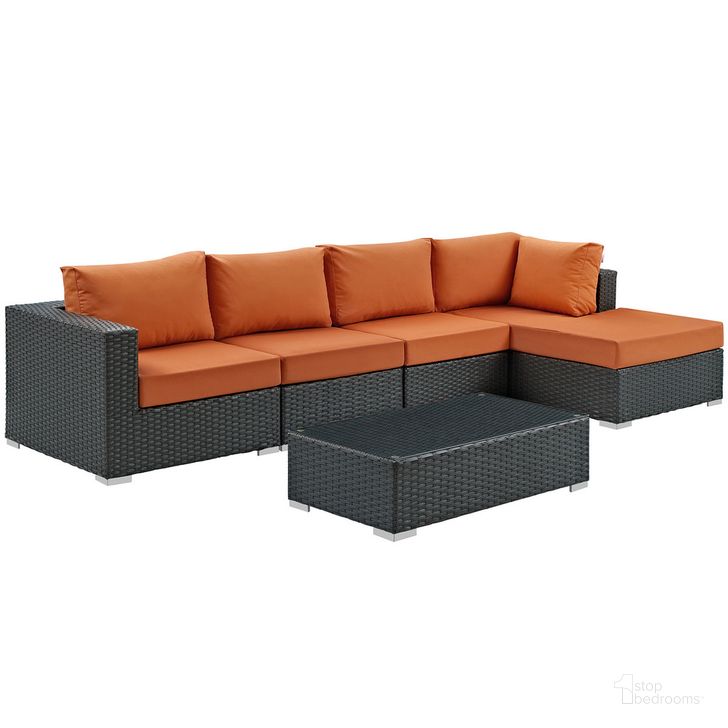 The appearance of Sojourn 5-Piece Outdoor Patio Sunbrella Sectional Set In Canvas Tuscan designed by Modway in the  interior design. This canvas tuscan piece of furniture  was selected by 1StopBedrooms from Sojourn Collection to add a touch of cosiness and style into your home. Sku: EEI-1886-CHC-TUS-SET. Material: Rattan. Product Type: Outdoor Sectional. Image1