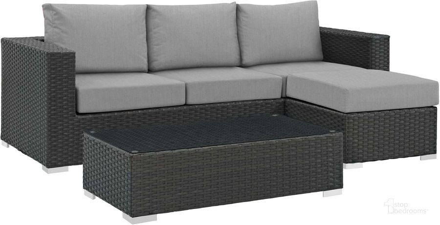 The appearance of Sojourn Canvas Gray 3 Piece Outdoor Patio Sunbrella Sectional Set EEI-1889-CHC-GRY-SET designed by Modway in the modern / contemporary interior design. This canvas gray piece of furniture  was selected by 1StopBedrooms from Sojourn Collection to add a touch of cosiness and style into your home. Sku: EEI-1889-CHC-GRY-SET. Material: Rattan. Product Type: Outdoor Sectional. Image1