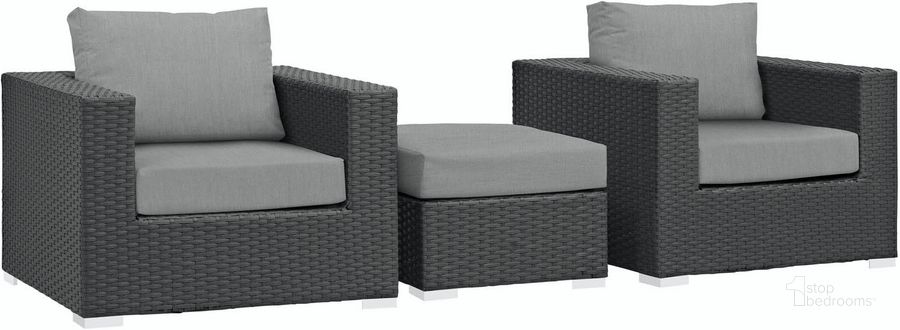 The appearance of Sojourn Canvas Gray 3 Piece Outdoor Patio Sunbrella Sectional Set EEI-1891-CHC-GRY-SET designed by Modway in the modern / contemporary interior design. This canvas gray piece of furniture  was selected by 1StopBedrooms from Sojourn Collection to add a touch of cosiness and style into your home. Sku: EEI-1891-CHC-GRY-SET. Material: Rattan. Product Type: Outdoor Sectional. Image1