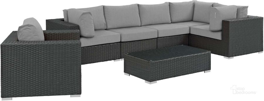 The appearance of Sojourn Canvas Gray 7 Piece Outdoor Patio Sunbrella Sectional Set EEI-1878-CHC-GRY-SET designed by Modway in the modern / contemporary interior design. This canvas gray piece of furniture  was selected by 1StopBedrooms from Sojourn Collection to add a touch of cosiness and style into your home. Sku: EEI-1878-CHC-GRY-SET. Material: Rattan. Product Type: Outdoor Sectional. Image1