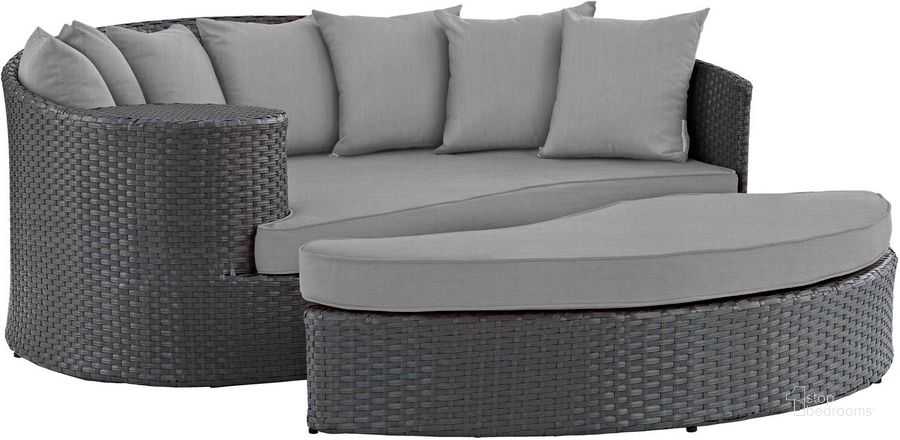 The appearance of Sojourn Canvas Gray Outdoor Patio Sunbrella Daybed EEI-1982-CHC-GRY designed by Modway in the modern / contemporary interior design. This canvas gray piece of furniture  was selected by 1StopBedrooms from Sojourn Collection to add a touch of cosiness and style into your home. Sku: EEI-1982-CHC-GRY. Material: Aluminum. Product Type: Outdoor Chaise Lounge. Image1
