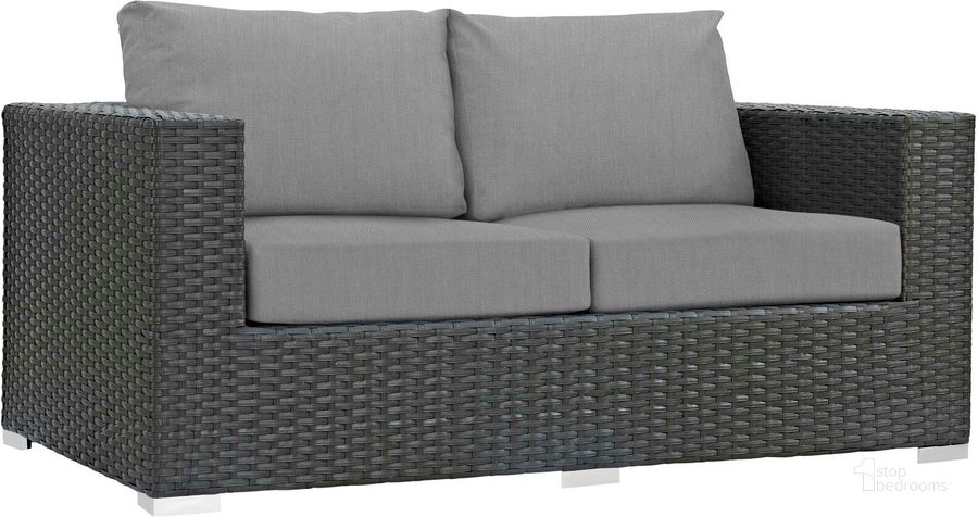 The appearance of Sojourn Canvas Gray Outdoor Patio Sunbrella Loveseat designed by Modway in the modern / contemporary interior design. This canvas gray piece of furniture  was selected by 1StopBedrooms from Sojourn Collection to add a touch of cosiness and style into your home. Sku: EEI-1851-CHC-GRY. Material: Polyester. Product Type: Outdoor Sofa & Loveseat. Image1
