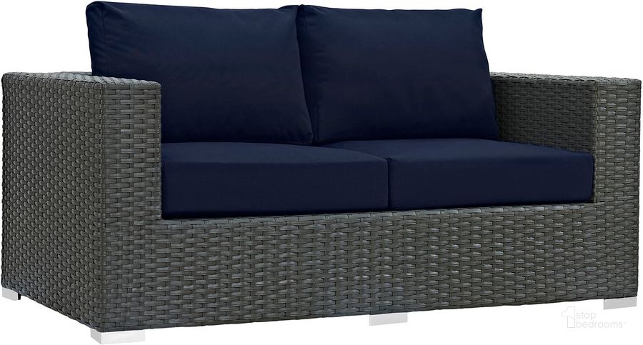 The appearance of Sojourn Canvas Navy Outdoor Patio Sunbrella Loveseat designed by Modway in the modern / contemporary interior design. This canvas navy piece of furniture  was selected by 1StopBedrooms from Sojourn Collection to add a touch of cosiness and style into your home. Sku: EEI-1851-CHC-NAV. Material: Polyester. Product Type: Outdoor Sofa & Loveseat. Image1