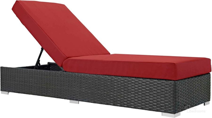The appearance of Sojourn Canvas Red Outdoor Patio Sunbrella Chaise Lounge designed by Modway in the modern / contemporary interior design. This canvas red piece of furniture  was selected by 1StopBedrooms from Sojourn Collection to add a touch of cosiness and style into your home. Sku: EEI-1862-CHC-RED. Material: Steel. Product Type: Outdoor Chaise Lounge. Image1