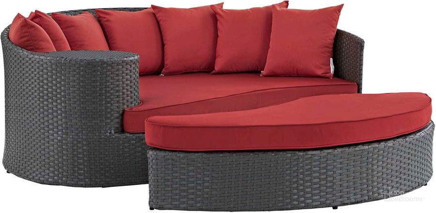 The appearance of Sojourn Canvas Red Outdoor Patio Sunbrella Daybed EEI-1982-CHC-RED designed by Modway in the modern / contemporary interior design. This canvas red piece of furniture  was selected by 1StopBedrooms from Sojourn Collection to add a touch of cosiness and style into your home. Sku: EEI-1982-CHC-RED. Material: Aluminum. Product Type: Outdoor Chaise Lounge. Image1