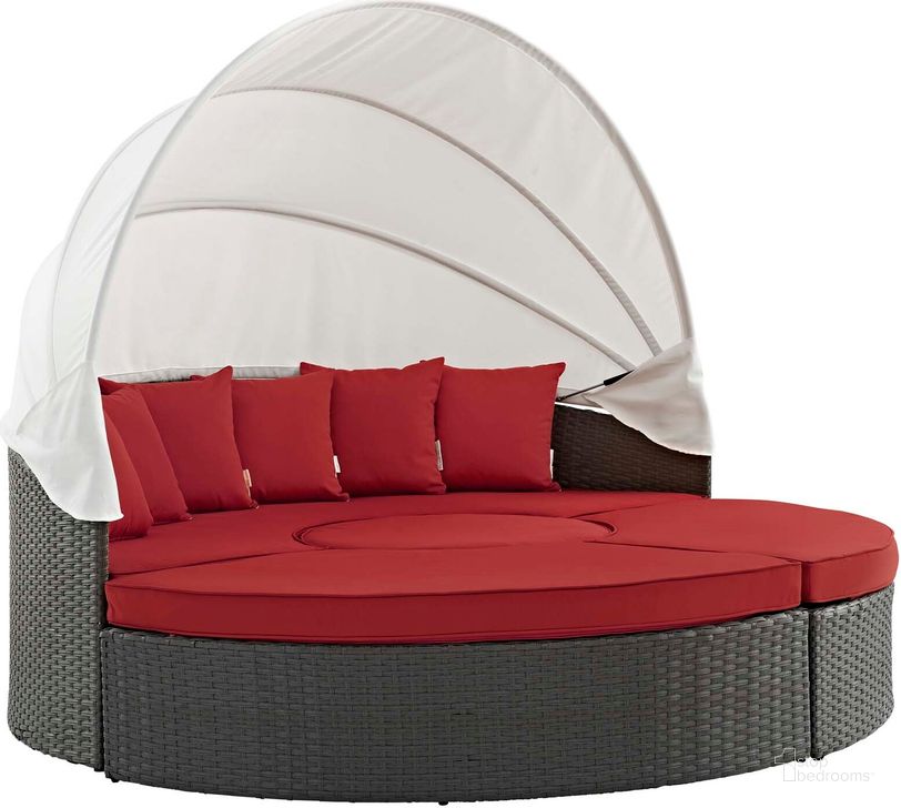 The appearance of Sojourn Canvas Red Outdoor Patio Sunbrella Daybed EEI-1986-CHC-RED designed by Modway in the modern / contemporary interior design. This canvas red piece of furniture  was selected by 1StopBedrooms from Sojourn Collection to add a touch of cosiness and style into your home. Sku: EEI-1986-CHC-RED. Material: Polyester. Product Type: Outdoor Chaise Lounge. Image1