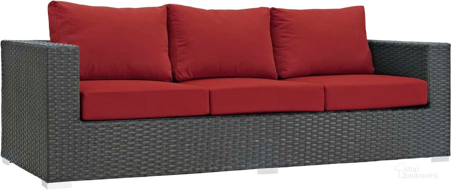 The appearance of Sojourn Canvas Red Outdoor Patio Sunbrella Sofa designed by Modway in the modern / contemporary interior design. This canvas red piece of furniture  was selected by 1StopBedrooms from Sojourn Collection to add a touch of cosiness and style into your home. Sku: EEI-1860-CHC-RED. Material: Polyester. Product Type: Outdoor Sofa & Loveseat. Image1