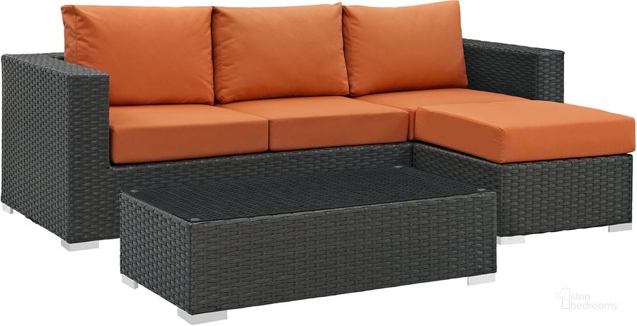 The appearance of Sojourn Canvas Tuscan 3 Piece Outdoor Patio Sunbrella Sectional Set EEI-1889-CHC-TUS-SET designed by Modway in the modern / contemporary interior design. This canvas tuscan piece of furniture  was selected by 1StopBedrooms from Sojourn Collection to add a touch of cosiness and style into your home. Sku: EEI-1889-CHC-TUS-SET. Material: Rattan. Product Type: Outdoor Sectional. Image1