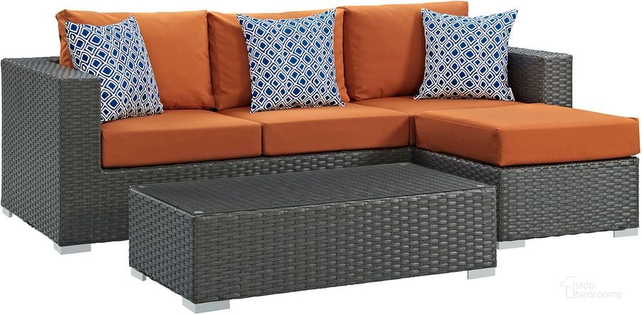 The appearance of Sojourn Canvas Tuscan 3 Piece Outdoor Patio Sunbrella Sectional Set EEI-2384-CHC-TUS-SET designed by Modway in the modern / contemporary interior design. This canvas tuscan piece of furniture  was selected by 1StopBedrooms from Sojourn Collection to add a touch of cosiness and style into your home. Sku: EEI-2384-CHC-TUS-SET. Material: Rattan. Product Type: Outdoor Sectional. Image1