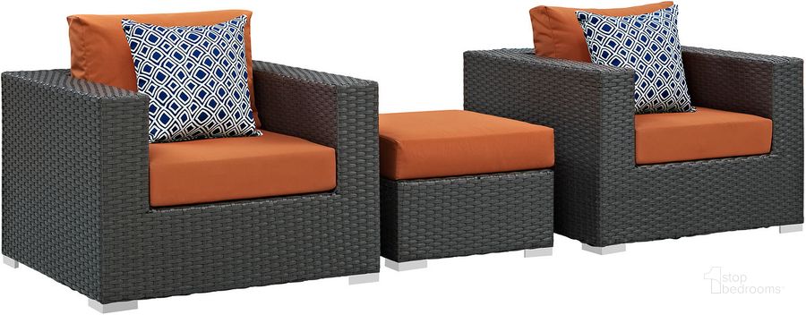 The appearance of Sojourn Canvas Tuscan 3 Piece Outdoor Patio Sunbrella Sectional Set EEI-2386-CHC-TUS-SET designed by Modway in the modern / contemporary interior design. This canvas tuscan piece of furniture  was selected by 1StopBedrooms from Sojourn Collection to add a touch of cosiness and style into your home. Sku: EEI-2386-CHC-TUS-SET. Material: Rattan. Product Type: Outdoor Sectional. Image1