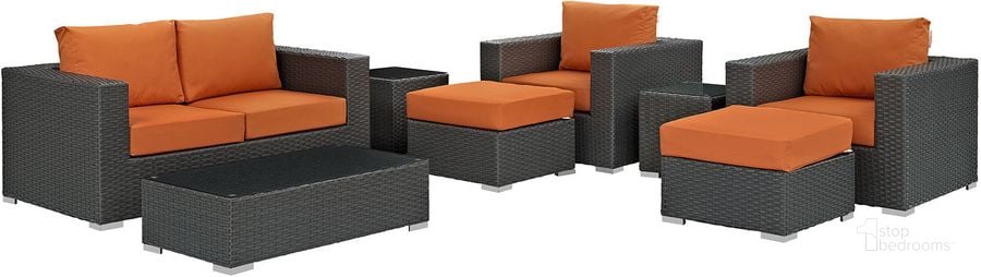 The appearance of Sojourn Canvas Tuscan 8 Piece Outdoor Patio Sunbrella Sectional Set EEI-1880-CHC-TUS-SET designed by Modway in the modern / contemporary interior design. This canvas tuscan piece of furniture  was selected by 1StopBedrooms from Sojourn Collection to add a touch of cosiness and style into your home. Sku: EEI-1880-CHC-TUS-SET. Material: Rattan. Product Type: Outdoor Sectional. Image1