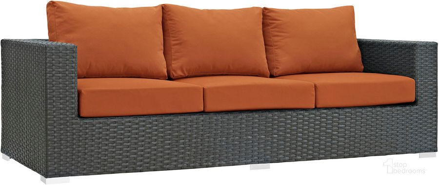 The appearance of Sojourn Canvas Tuscan Outdoor Patio Sunbrella Sofa designed by Modway in the modern / contemporary interior design. This canvas tuscan piece of furniture  was selected by 1StopBedrooms from Sojourn Collection to add a touch of cosiness and style into your home. Sku: EEI-1860-CHC-TUS. Material: Polyester. Product Type: Outdoor Sofa & Loveseat. Image1