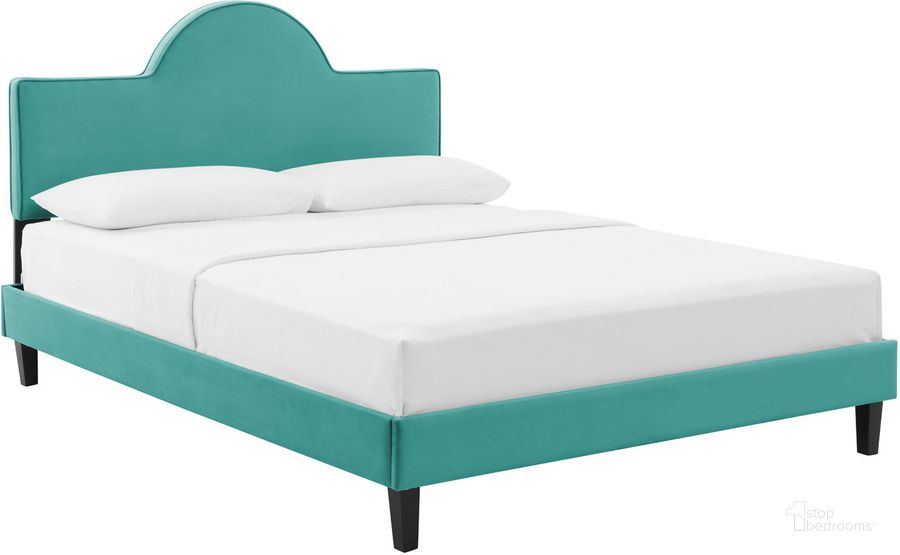 The appearance of Soleil Performance Velvet Full Bed In Teal designed by Modway in the modern / contemporary interior design. This teal piece of furniture  was selected by 1StopBedrooms from Soleil Collection to add a touch of cosiness and style into your home. Sku: MOD-7034-TEA. Bed Type: Platform Bed. Product Type: Platform Bed. Bed Size: Full. Material: MDF. Image1
