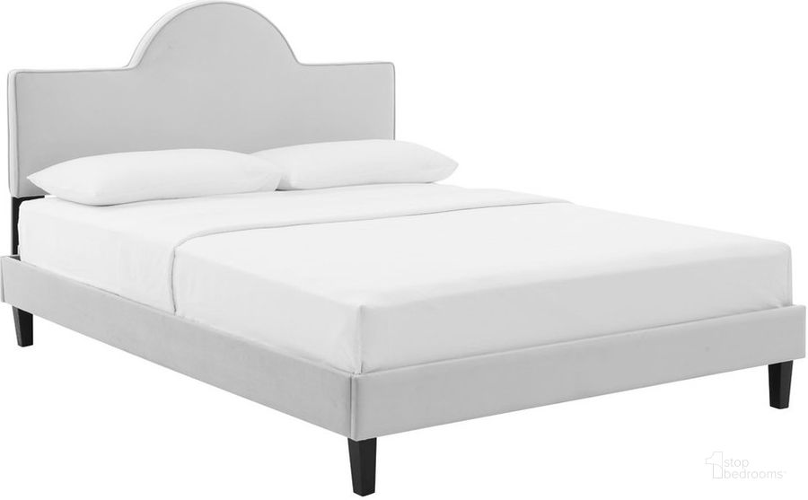 The appearance of Soleil Performance Velvet Twin Bed In Light Gray designed by Modway in the modern / contemporary interior design. This light gray piece of furniture  was selected by 1StopBedrooms from Soleil Collection to add a touch of cosiness and style into your home. Sku: MOD-7033-LGR. Product Type: Platform Bed. Bed Size: Twin. Material: MDF. Image1