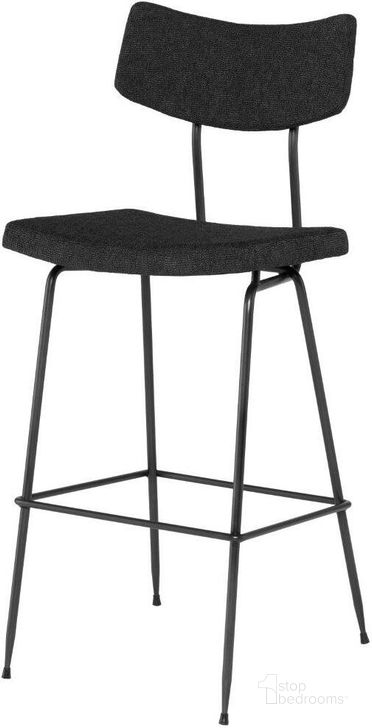 The appearance of Soli Charcoal Fabric Bar Stool designed by Nuevo in the modern / contemporary interior design. This charcoal piece of furniture  was selected by 1StopBedrooms from Soli Collection to add a touch of cosiness and style into your home. Sku: HGSR812. Material: Fabric. Product Type: Barstool. Image1