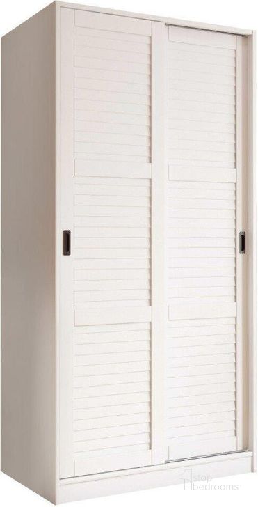 The appearance of Solid Wood 2-Sliding Door Wardrobe In White designed by Palace Imports in the transitional interior design. This white piece of furniture  was selected by 1StopBedrooms from  to add a touch of cosiness and style into your home. Sku: 5661. Material: Wood. Product Type: Wardrobe. Image1