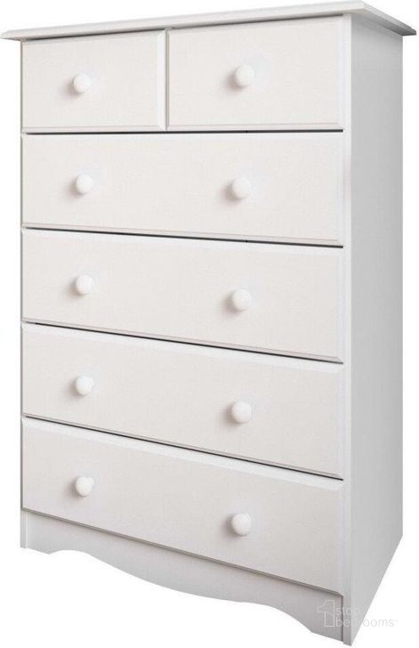 The appearance of Solid Wood 6-Drawer Chest In White designed by Palace Imports in the transitional interior design. This white piece of furniture  was selected by 1StopBedrooms from  to add a touch of cosiness and style into your home. Sku: 5361. Material: Wood. Product Type: Chest. Image1