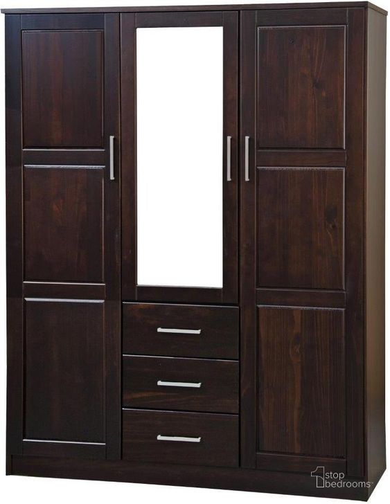 The appearance of Solid Wood Cosmo Wardrobe With Mirrored Door In Java designed by Palace Imports in the modern / contemporary interior design. This java piece of furniture  was selected by 1StopBedrooms from Cosmo Collection to add a touch of cosiness and style into your home. Sku: 7116. Material: Wood. Product Type: Wardrobe. Image1