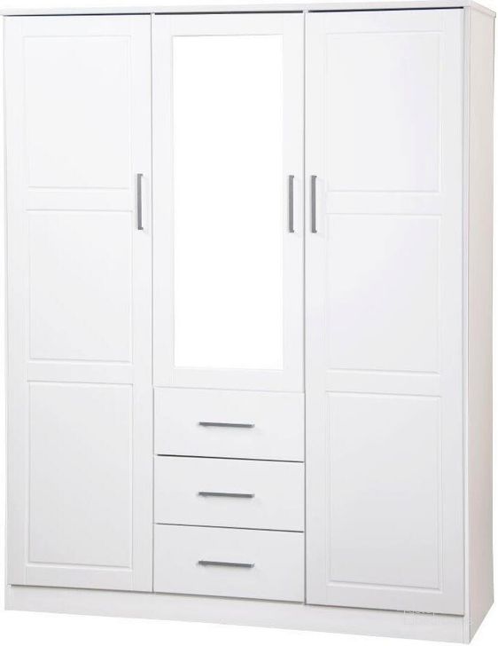 The appearance of Solid Wood Cosmo Wardrobe With Mirrored Door In White designed by Palace Imports in the modern / contemporary interior design. This white piece of furniture  was selected by 1StopBedrooms from Cosmo Collection to add a touch of cosiness and style into your home. Sku: 7111. Material: Wood. Product Type: Wardrobe. Image1