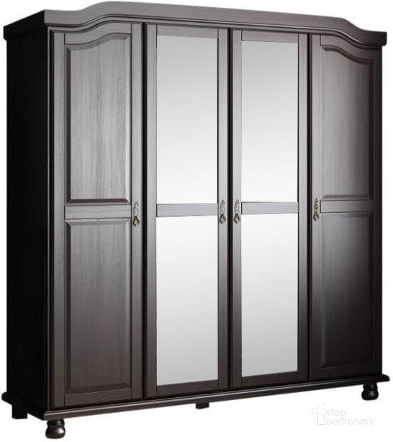 The appearance of Solid Wood Kyle 4-Door Wardrobe With Mirrored Doors In Java designed by Palace Imports in the traditional interior design. This java piece of furniture  was selected by 1StopBedrooms from Kyle Collection to add a touch of cosiness and style into your home. Sku: 8206M. Material: Wood. Product Type: Wardrobe. Image1