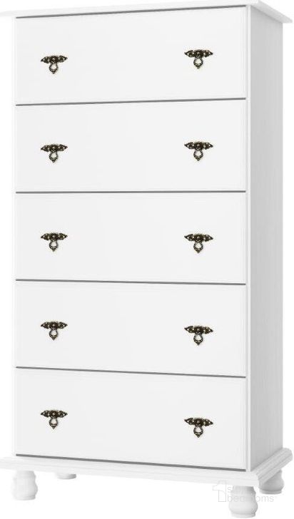 The appearance of Solid Wood Kyle 5-Jumbo Drawer Chest In White designed by Palace Imports in the traditional interior design. This white piece of furniture  was selected by 1StopBedrooms from Kyle Collection to add a touch of cosiness and style into your home. Sku: 8311. Material: Wood. Product Type: Chest. Image1