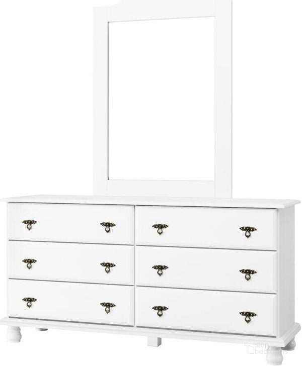 The appearance of Solid Wood Kyle 6-Drawer Double Dresser In White designed by Palace Imports in the traditional interior design. This white piece of furniture  was selected by 1StopBedrooms from Kyle Collection to add a touch of cosiness and style into your home. Sku: 8401. Material: Wood. Product Type: Dresser. Image1