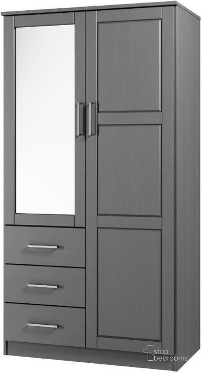 The appearance of Solid Wood Metro Wardrobe With Mirrored Door In Gray designed by Palace Imports in the modern / contemporary interior design. This grey piece of furniture  was selected by 1StopBedrooms from Metro Collection to add a touch of cosiness and style into your home. Sku: 7105. Material: Wood. Product Type: Wardrobe. Image1