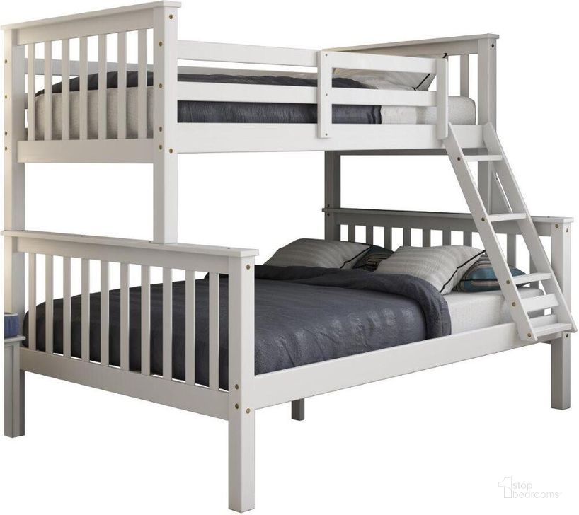 The appearance of Solid Wood Twin Over Full Mission Bunk Bed In White designed by Palace Imports in the transitional interior design. This white piece of furniture  was selected by 1StopBedrooms from  to add a touch of cosiness and style into your home. Sku: 4141. Bed Type: Bunk Bed. Material: Wood. Product Type: Bunk Bed. Bed Size: Twin Over Full. Image1