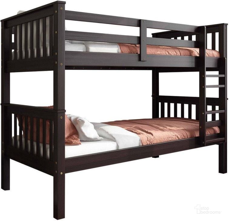 The appearance of Solid Wood Twin Over Twin Mission Bunk Bed In Java designed by Palace Imports in the modern / contemporary interior design. This java piece of furniture  was selected by 1StopBedrooms from  to add a touch of cosiness and style into your home. Sku: 4136. Bed Type: Bunk Bed. Material: Wood. Product Type: Bunk Bed. Bed Size: Twin Over Twin. Image1