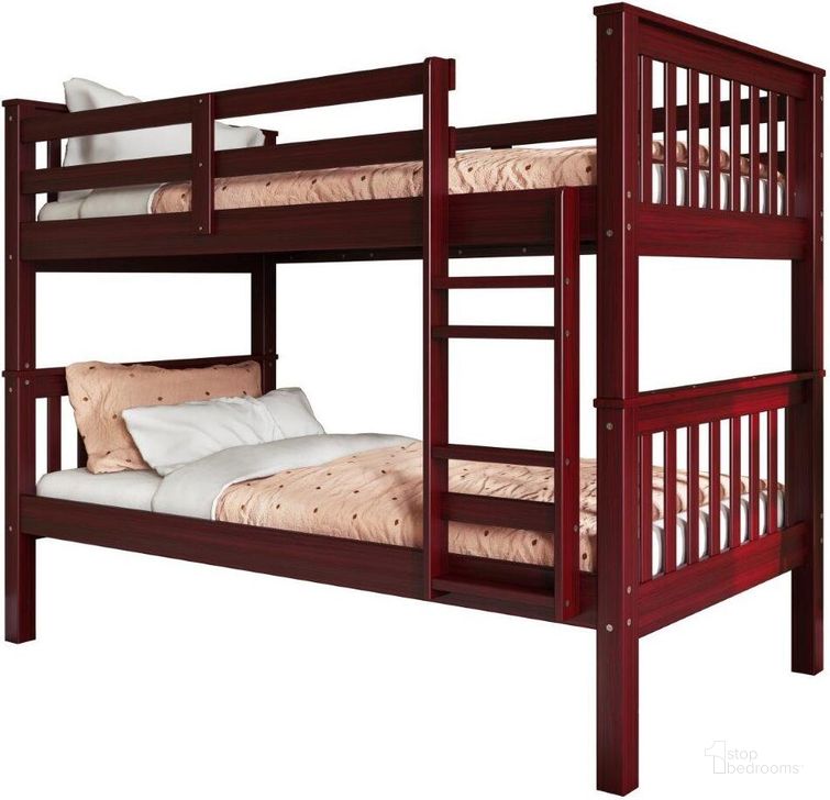 The appearance of Solid Wood Twin Over Twin Mission Bunk Bed In Mahogany designed by Palace Imports in the modern / contemporary interior design. This mahogany piece of furniture  was selected by 1StopBedrooms from  to add a touch of cosiness and style into your home. Sku: 4132. Bed Type: Bunk Bed. Material: Wood. Product Type: Bunk Bed. Bed Size: Twin Over Twin. Image1
