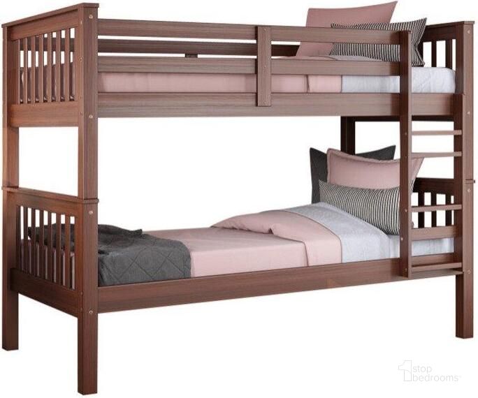 The appearance of Solid Wood Twin Over Twin Mission Bunk Bed In Mocha designed by Palace Imports in the modern / contemporary interior design. This mocha piece of furniture  was selected by 1StopBedrooms from  to add a touch of cosiness and style into your home. Sku: 4133. Bed Type: Bunk Bed. Material: Wood. Product Type: Bunk Bed. Bed Size: Twin Over Twin. Image1