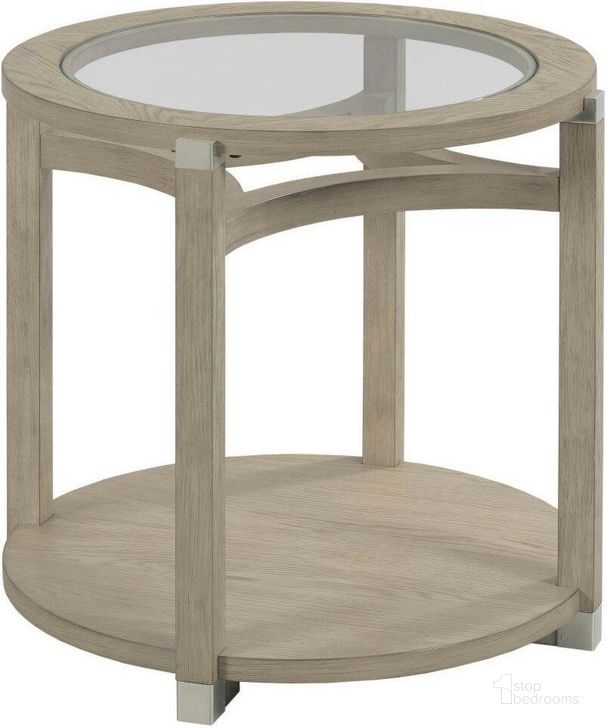 The appearance of Solstice Round End Table designed by Hammary in the modern / contemporary interior design. This light stain piece of furniture  was selected by 1StopBedrooms from Solstice Collection to add a touch of cosiness and style into your home. Sku: 086-918. Material: Wood. Product Type: End Table.
