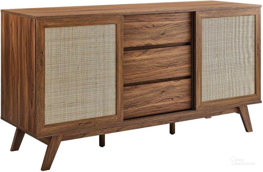 The appearance of Soma 59 Inch Sideboard In Walnut designed by Modway in the modern / contemporary interior design. This walnut piece of furniture  was selected by 1StopBedrooms from Soma Collection to add a touch of cosiness and style into your home. Sku: EEI-6043-WAL. Product Type: Sideboard. Material: MDF. Image1