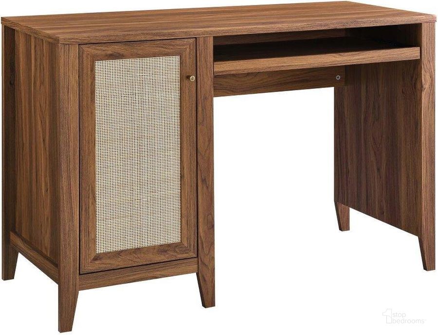 The appearance of Soma Walnut 47 Inch Office Desk designed by Modway in the modern / contemporary interior design. This walnut piece of furniture  was selected by 1StopBedrooms from Soma Collection to add a touch of cosiness and style into your home. Sku: EEI-6116-WAL. Product Type: Office Desk. Material: MDF. Image1