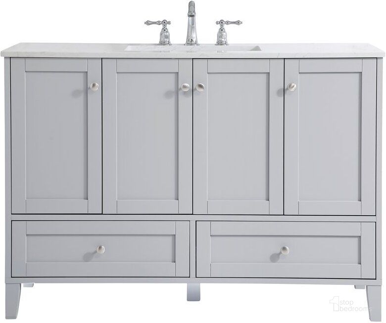 The appearance of Sommerville 48 Inch Single Bathroom Vanity In Grey designed by Elegant Lighting in the traditional interior design. This grey piece of furniture  was selected by 1StopBedrooms from Sommerville Collection to add a touch of cosiness and style into your home. Sku: VF18048GR. Material: MDF. Product Type: Bathroom Vanity. Image1