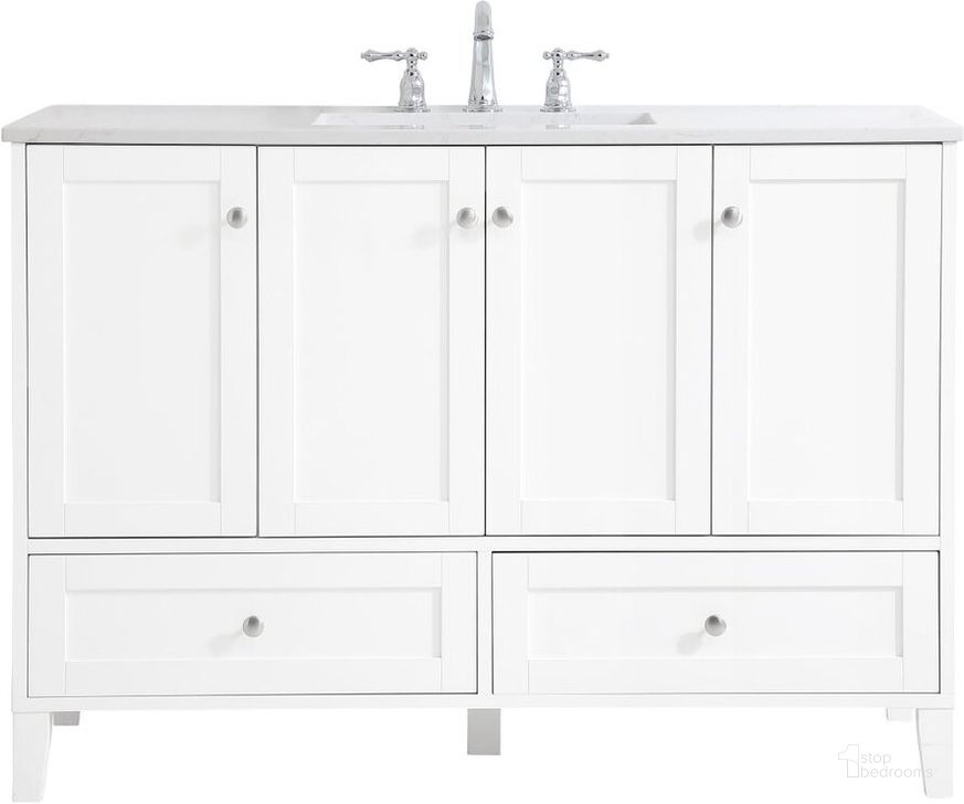 The appearance of Sommerville 48 Inch Single Bathroom Vanity In White designed by Elegant Lighting in the traditional interior design. This white piece of furniture  was selected by 1StopBedrooms from Sommerville Collection to add a touch of cosiness and style into your home. Sku: VF18048WH. Material: MDF. Product Type: Bathroom Vanity. Image1
