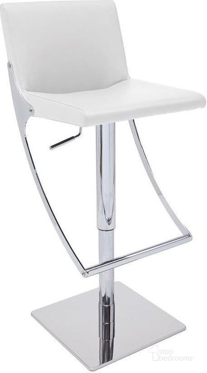 The appearance of Sonic Swivel Hydraulic Barstool In White designed by Bellini Modern Living in the modern / contemporary interior design. This white piece of furniture  was selected by 1StopBedrooms from Sonic Collection to add a touch of cosiness and style into your home. Sku: Sonic WHT. Product Type: Barstool. Material: Chrome. Image1