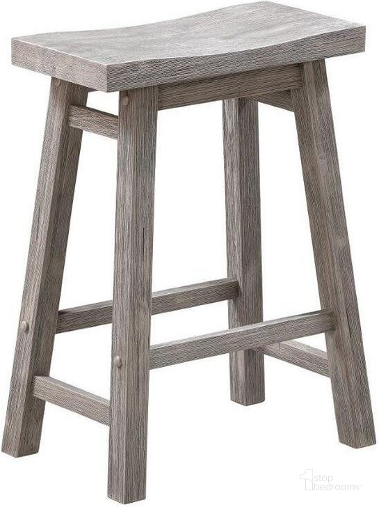The appearance of Sonoma 24 Inch Backless Saddle Stool In Storm Gray Wire-Brush designed by Boraam Industries in the rustic / southwestern interior design. This grey piece of furniture  was selected by 1StopBedrooms from Sonoma Collection to add a touch of cosiness and style into your home. Sku: 75224. Product Type: Barstool. Material: Rubberwood. Image1