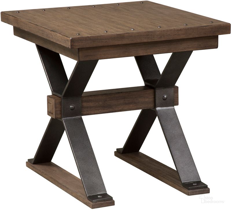 The appearance of Sonoma Road Weathered Beaten Bark End Table designed by Liberty in the industrial interior design. This black piece of furniture  was selected by 1StopBedrooms from Sonoma Road Collection to add a touch of cosiness and style into your home. Sku: 473-OT1020. Material: Wood. Product Type: End Table. Table Top Shape: Rectangular. Image1