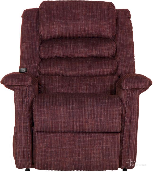 The appearance of Soother Power Lift Recliner In Wine designed by Catnapper in the traditional interior design. This wine piece of furniture  was selected by 1StopBedrooms from Soother Collection to add a touch of cosiness and style into your home. Sku: 4825200134. Material: Fabric. Product Type: Recliner. Image1