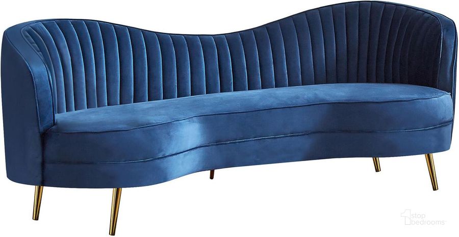 The appearance of Sophia Blue Sofa designed by Coaster in the transitional interior design. This blue piece of furniture  was selected by 1StopBedrooms from Sophia Collection to add a touch of cosiness and style into your home. Sku: 506861. Product Type: Sofa. Material: Stainless Steel. Image1