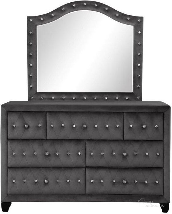 The appearance of Sophia Mirror In Grey designed by Galaxy Home Furnishings in the modern / contemporary interior design. This gray piece of furniture  was selected by 1StopBedrooms from Sophia Collection to add a touch of cosiness and style into your home. Sku: 733569211203. Material: Wood. Product Type: Mirror. Image1
