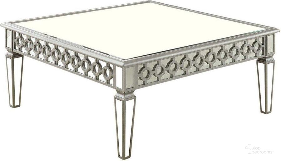 The appearance of Sophie Solid Wood Square Coffee Table In Silver Mirrored designed by Best Master Furniture in the transitional interior design. This silver piece of furniture  was selected by 1StopBedrooms from Sophie Collection to add a touch of cosiness and style into your home. Sku: T1840SC. Material: Wood. Product Type: Coffee Table. Image1