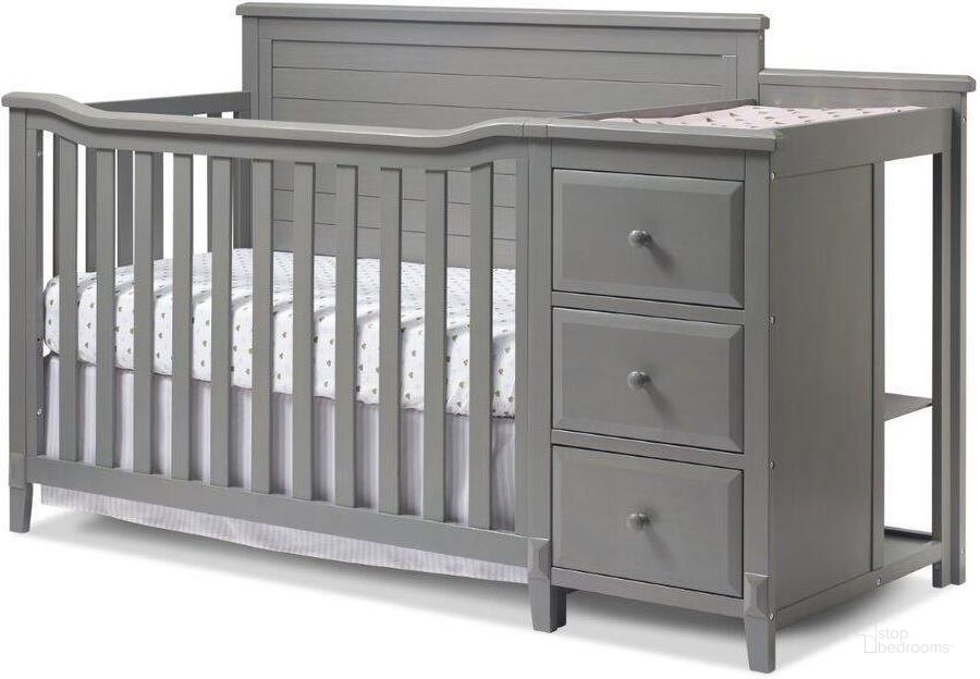 The appearance of Sorelle Berkley Crib And Changer Panel Crib In Weathered Gray designed by Sorelle Furniture in the transitional interior design. This weathered gray piece of furniture  was selected by 1StopBedrooms from Berkley Collection to add a touch of cosiness and style into your home. Sku: 1350-WG. Product Type: Crib. Image1