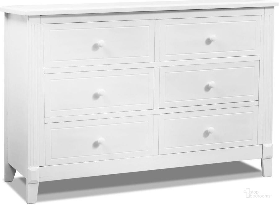 The appearance of Sorelle Berkley Double Dresser In White designed by Sorelle Furniture in the modern / contemporary interior design. This white piece of furniture  was selected by 1StopBedrooms from Berkley Collection to add a touch of cosiness and style into your home. Sku: 3360-W. Product Type: Kids Dresser. Image1