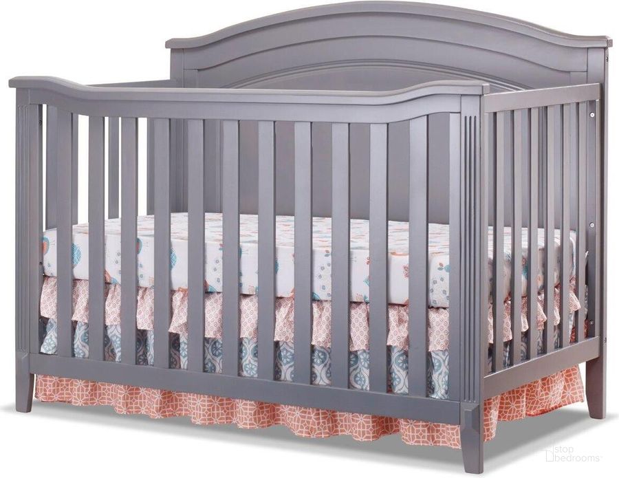 The appearance of Sorelle Berkley Round Top Panel Crib In Gray designed by Sorelle Furniture in the transitional interior design. This gray piece of furniture  was selected by 1StopBedrooms from Berkley Collection to add a touch of cosiness and style into your home. Sku: 665-GR. Product Type: Crib. Image1