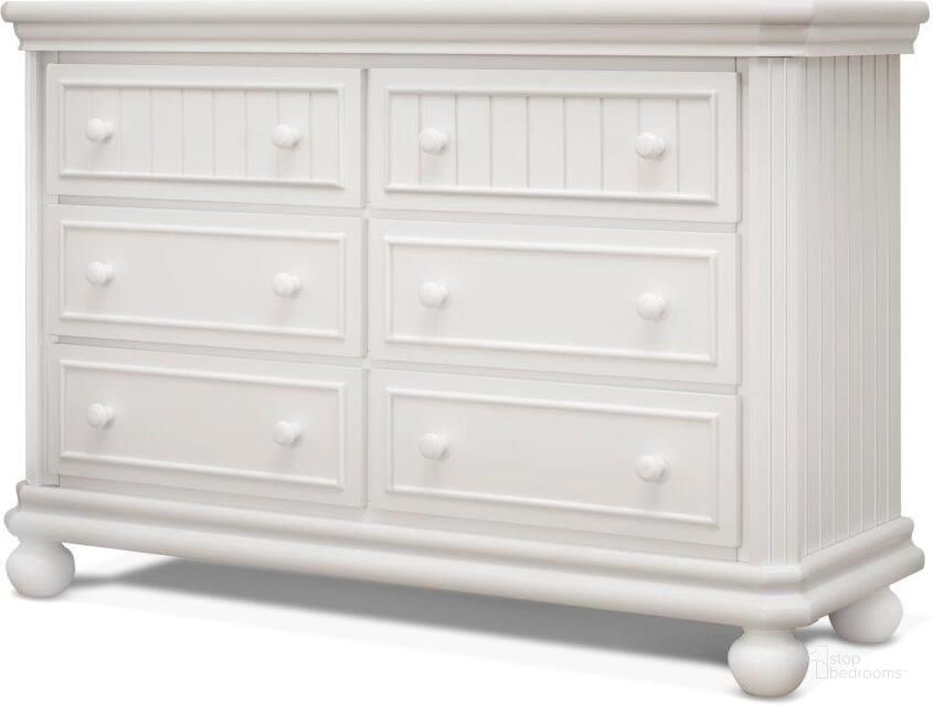 The appearance of Sorelle Finley Rta 6 Drawer Double Dresser In White designed by Sorelle Furniture in the country / farmhouse interior design. This white piece of furniture  was selected by 1StopBedrooms from Finley Collection to add a touch of cosiness and style into your home. Sku: 4515-W. Product Type: Kids Dresser.