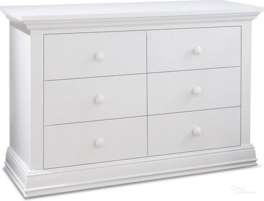 The appearance of Sorelle Paxton Double Dresser In White designed by Sorelle Furniture in the transitional interior design. This white piece of furniture  was selected by 1StopBedrooms from Paxton Collection to add a touch of cosiness and style into your home. Sku: 7360-W. Product Type: Kids Dresser. Image1